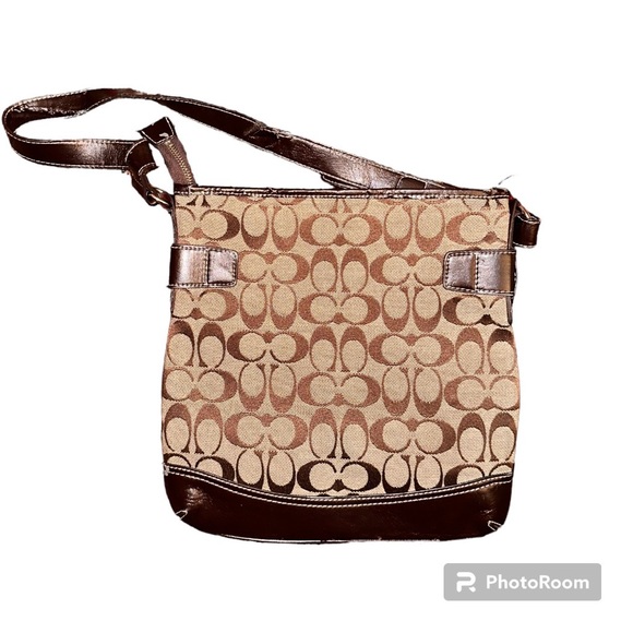 Bags Coach Dark Leather And Acorn Monogram Pattern Diaper Bag